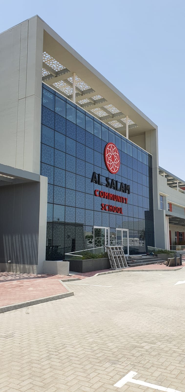 Al Salam Community School 3D lettering on a building facade